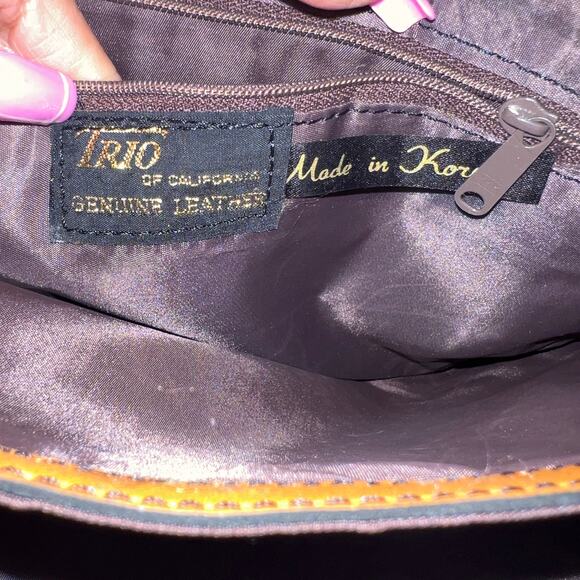 Vintage 70's Genuine Leather Camel Handbag - Picture 7 of 11